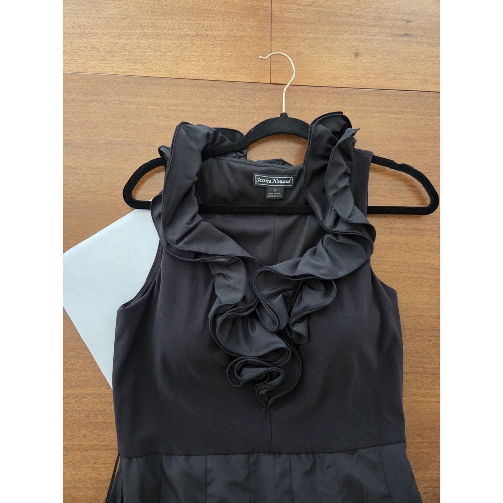 Jessica Howard Fit Flare Dress Womens 8 Ruffled Neckline Old Money Romantic Goth